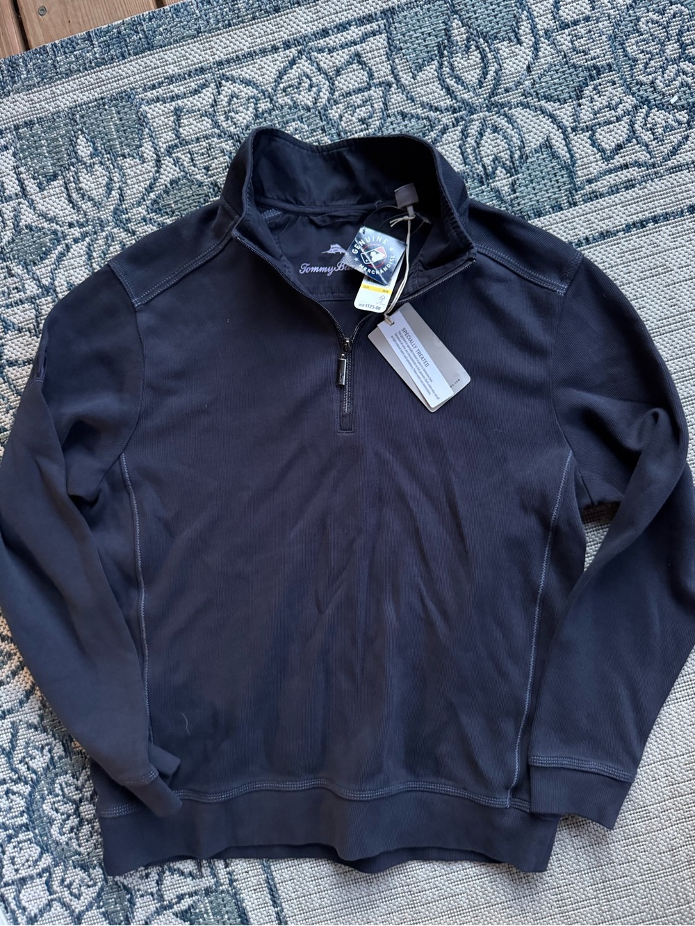 Tommy Bahama Nassau Sport Half Zip Sweatshirt Navy Size Medium MLB World Series